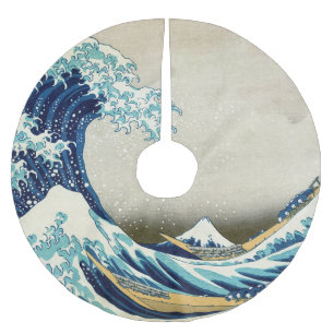 Katsushika Hokusai - The Great Wave off Kanagawa Brushed Polyester Tree Skirt