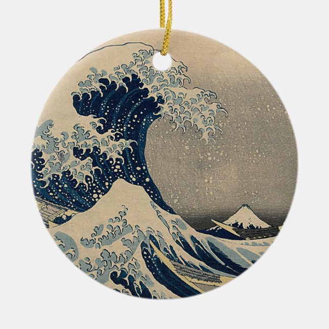 Katsushika Hokusai. The Great Wave off Kanagawa  Ceramic Tree Decoration (Front)
