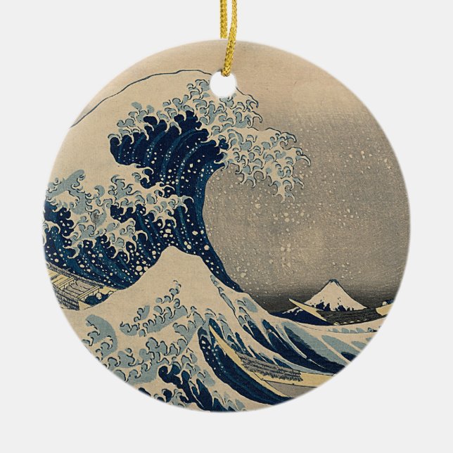 Katsushika Hokusai. The Great Wave off Kanagawa Ceramic Tree Decoration (Front)