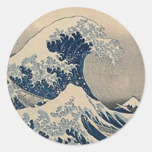 Katsushika Hokusai. The Great Wave off Kanagawa  Classic Round Sticker