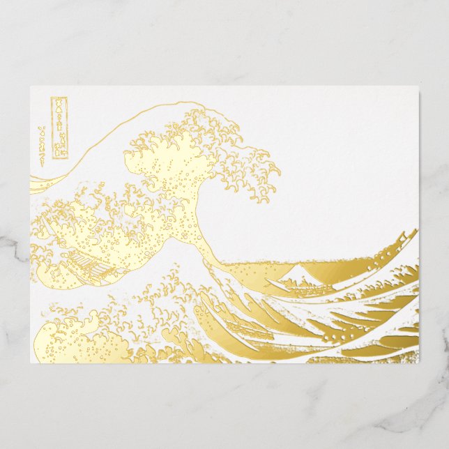 Katsushika Hokusai - The Great Wave off Kanagawa Foil Holiday Card (Front)