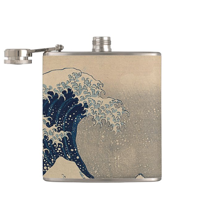 Katsushika Hokusai. The Great Wave off Kanagawa  Hip Flask (Opened)