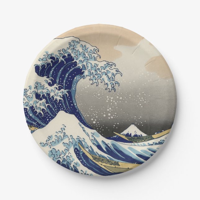 KATSUSHIKA HOKUSAI - The great wave off Kanagawa Paper Plate (Front)