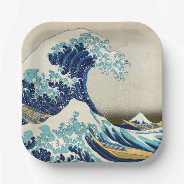 Katsushika Hokusai - The Great Wave off Kanagawa Paper Plate (Front)