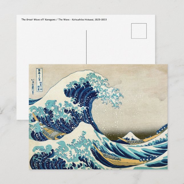 Katsushika Hokusai - The Great Wave off Kanagawa Postcard (Front/Back)