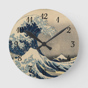 Katsushika Hokusai. The Great Wave off Kanagawa Round Clock