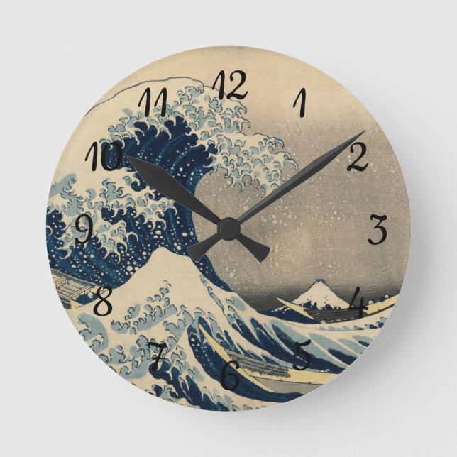Katsushika Hokusai. The Great Wave off Kanagawa   Round Clock (Front)