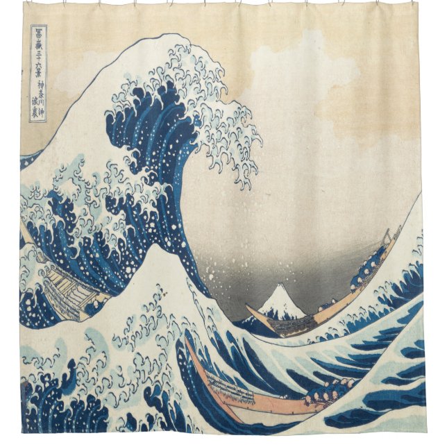 Katsushika Hokusai, The Great Wave off Kanagawa Shower Curtain (Front)