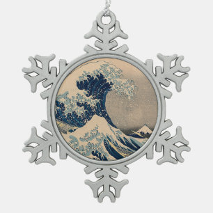 Katsushika Hokusai. The Great Wave off Kanagawa Snowflake Pewter Christmas Ornament