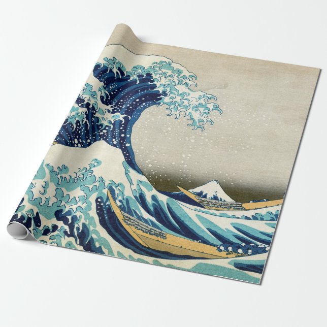 Katsushika Hokusai - The Great Wave off Kanagawa Wrapping Paper (Unrolled)
