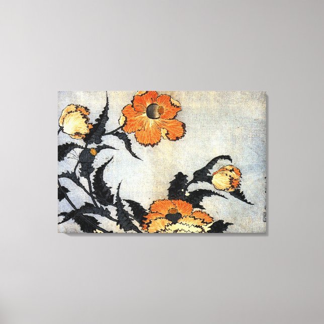 Katsushika Hokusai Ukiyo-e Woodcut Print - Poppies (Front)