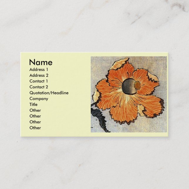 Katsushika Hokusai Ukiyo-e Woodcut Print - Poppies Business Card (Front)