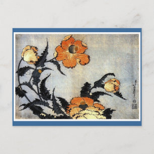 Katsushika Hokusai Ukiyo-e Woodcut Print - Poppies Postcard
