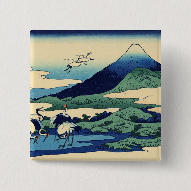 Katsushika Hokusai - Umegawa in Sagami province 15 Cm Square Badge (Front)