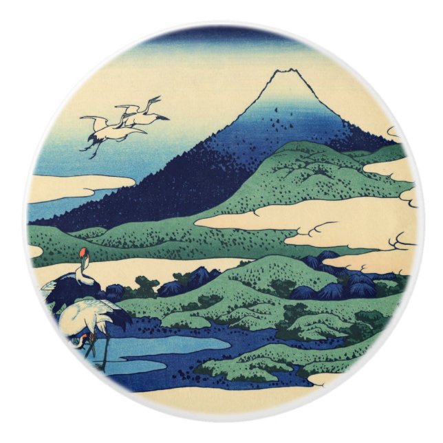 Katsushika Hokusai - Umegawa in Sagami province Ceramic Knob (Front)