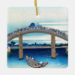 Katsushika Hokusai - Under Mannen Bridge, Fukagawa Ceramic Ornament