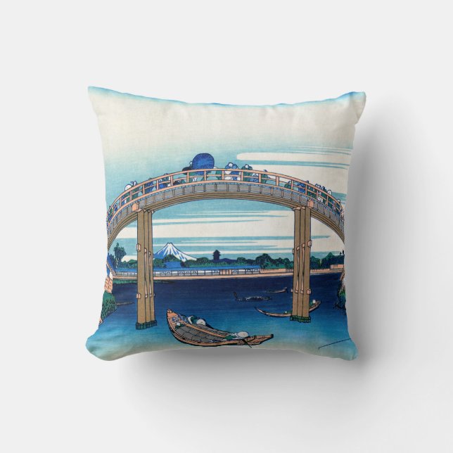 Katsushika Hokusai - Under Mannen Bridge, Fukagawa Cushion (Front)