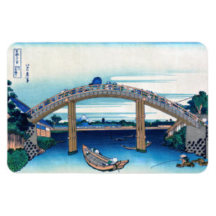Katsushika Hokusai - Under Mannen Bridge, Fukagawa Magnet
