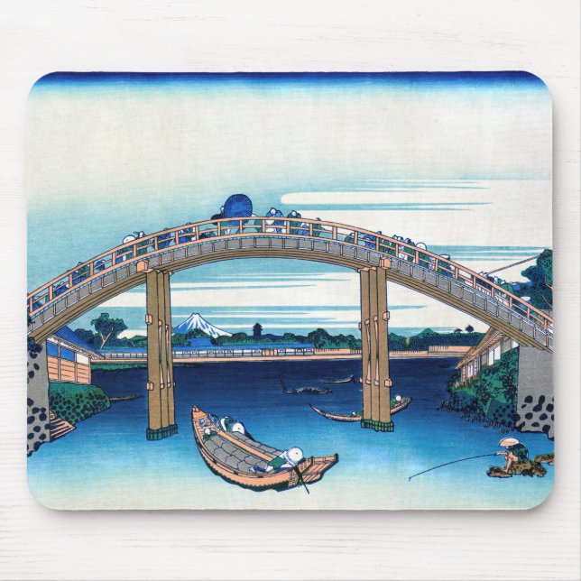 Katsushika Hokusai - Under Mannen Bridge, Fukagawa Mouse Mat (Front)