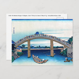 Katsushika Hokusai - Under Mannen Bridge, Fukagawa Postcard