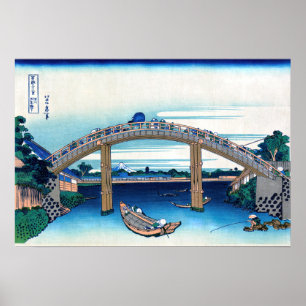 Katsushika Hokusai - Under Mannen Bridge, Fukagawa Poster