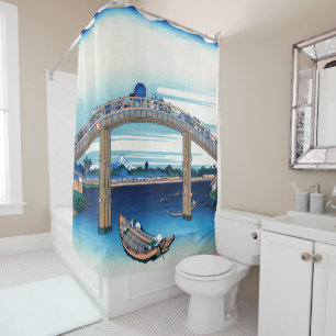 Katsushika Hokusai - Under Mannen Bridge, Fukagawa Shower Curtain