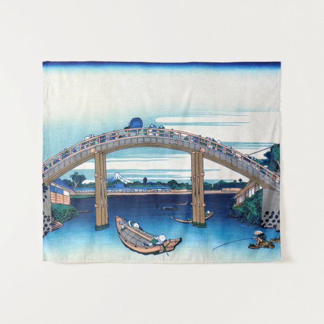Katsushika Hokusai - Under Mannen Bridge, Fukagawa Tapestry (Front (Horizontal))