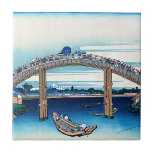Katsushika Hokusai - Under Mannen Bridge, Fukagawa Tile