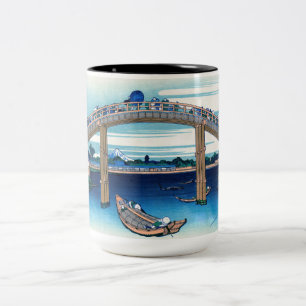 Katsushika Hokusai - Under Mannen Bridge, Fukagawa Two-Tone Coffee Mug