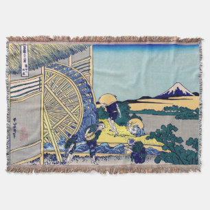 Katsushika Hokusai - Watermill at Onden Throw Blanket
