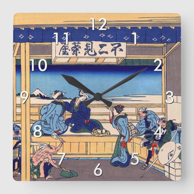 Katsushika Hokusai - Yoshida on the Tokaido Square Wall Clock (Front)