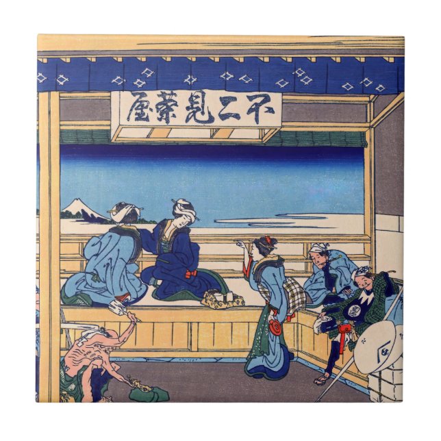 Katsushika Hokusai - Yoshida on the Tokaido Tile (Front)