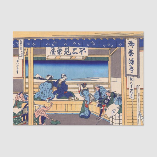 Katsushika Hokusai - Yoshida on the Tokaido Tissue Paper (Front)