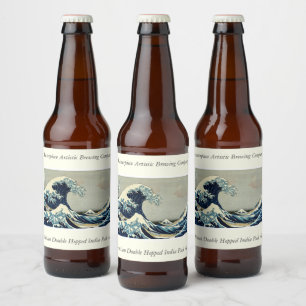 Katsushika Hokusai's The Great Wave off Kanagawa Beer Bottle Label