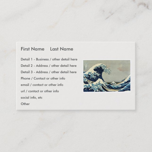 Katsushika Hokusai's The Great Wave off Kanagawa Business Card (Front)