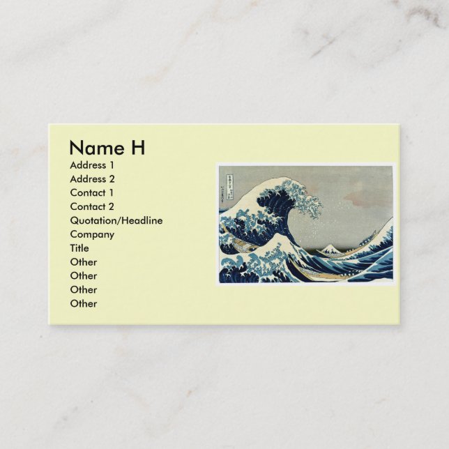 Katsushika Hokusai's The Great Wave off Kanagawa Business Card (Front)
