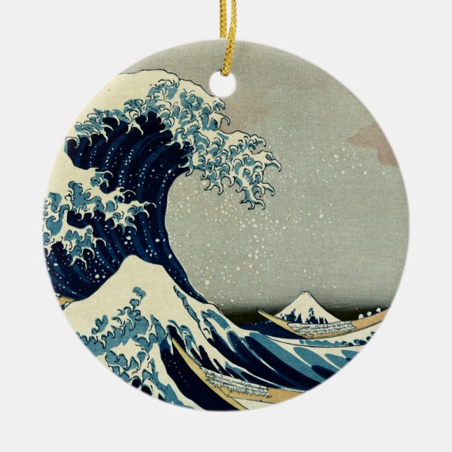 Katsushika Hokusai's The Great Wave off Kanagawa Ceramic Tree Decoration (Front)