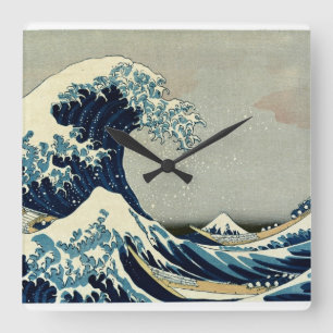 Katsushika Hokusai's The Great Wave off Kanagawa Square Wall Clock
