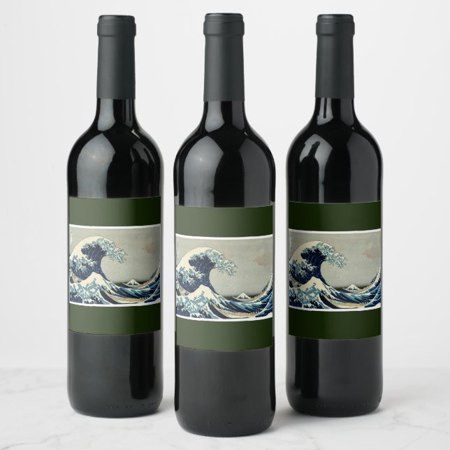 Katsushika Hokusai's The Great Wave off Kanagawa Wine Label (Bottles)