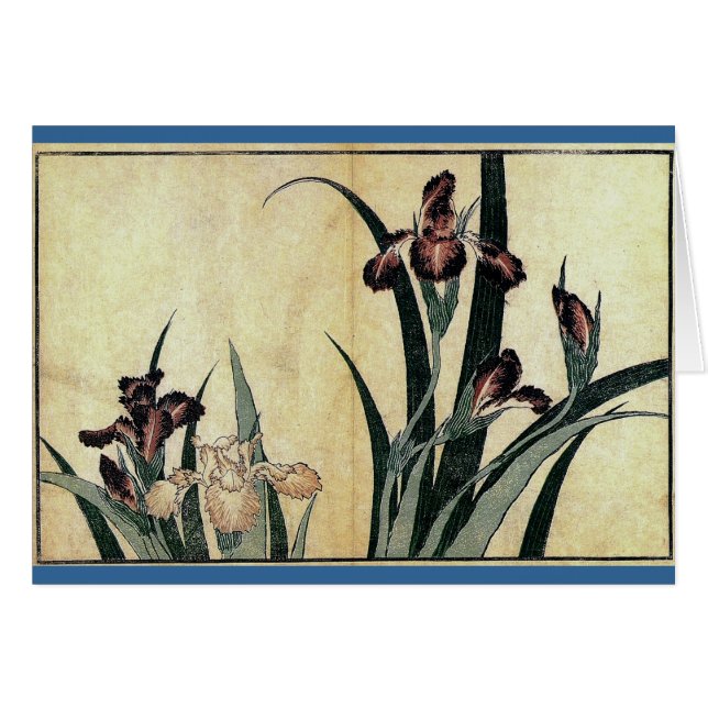 Katsushika Hokusai's Ukiyo-e Woodcut Print: Irises (Front Horizontal)