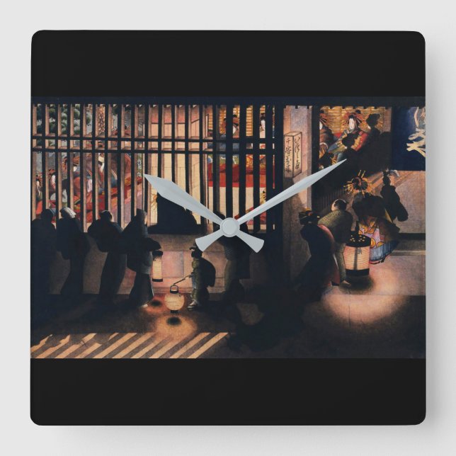 Katsushika Ōi , "Yoshiwara Kōshisakinozu" Square Wall Clock (Front)