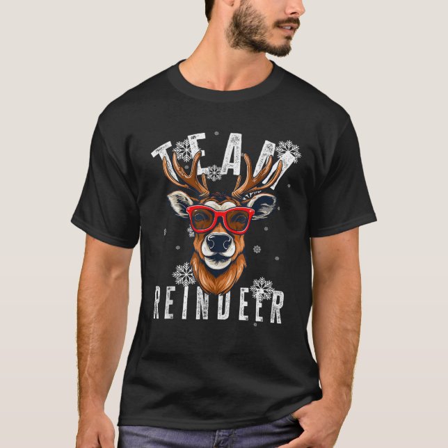 Kattos Merry Christmas Team Reindeer Kids Christma T-Shirt (Front)