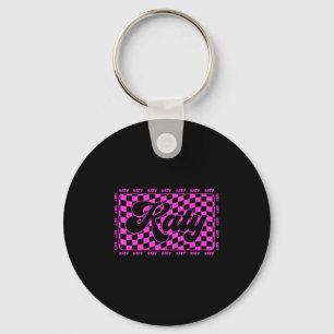 Katy Chequered I Love Katy 80's Vintage Key Ring