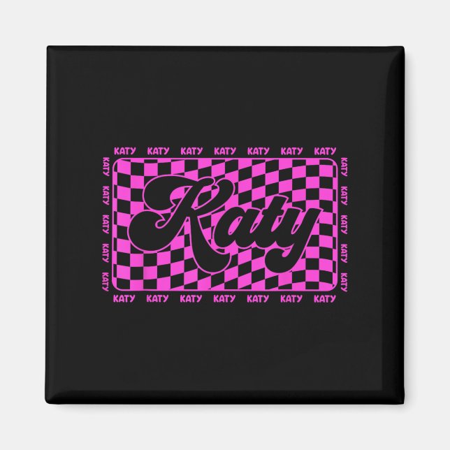 Katy Chequered I Love Katy 80's Vintage  Magnet (Front)