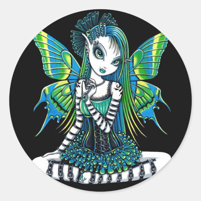 "Katy" Green Tattoo Faerie Stickers (Front)