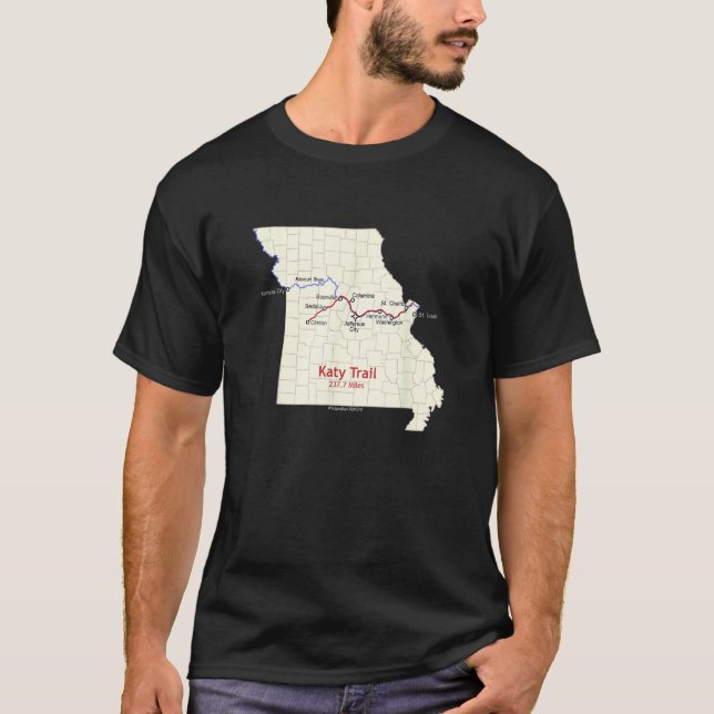 Katy Trail Route Map T-Shirt (Front)