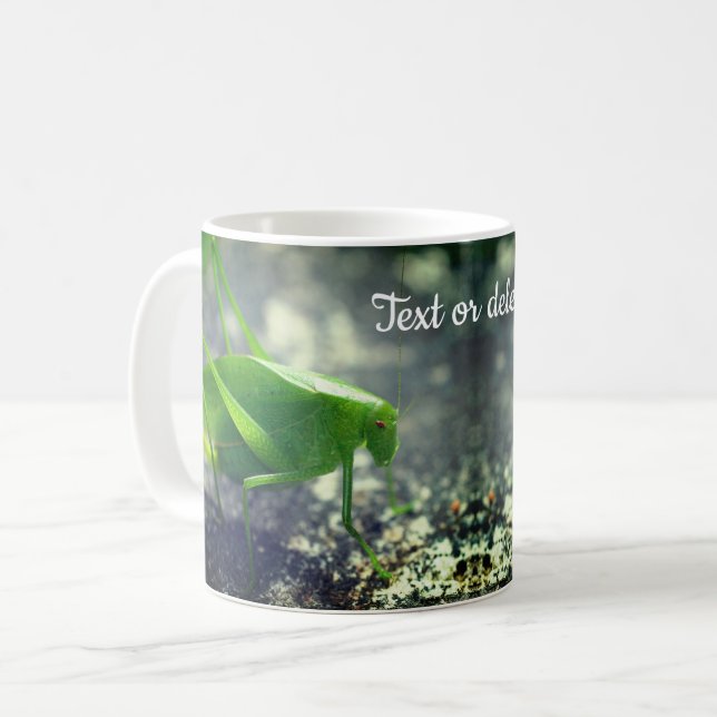 Katydid Grasshopper Personalised Coffee Mug (Front Left)
