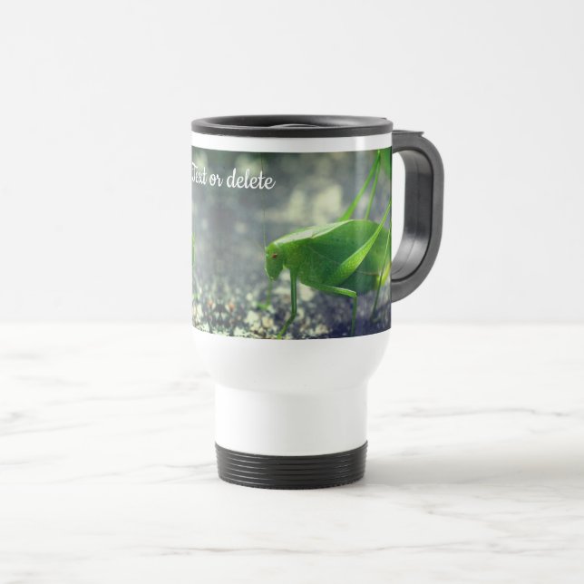 Katydid Grasshopper Personalised  Travel Mug (Front Right)