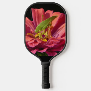 Katydid on Zinnia Pickleball Paddle