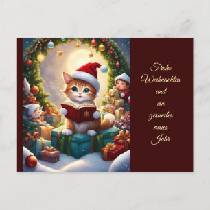 Katze als Weihnachtsmann verkleidet Postcard